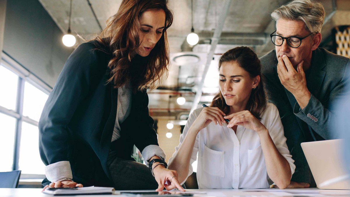 Marketing team making decisions to update their marketing strategy