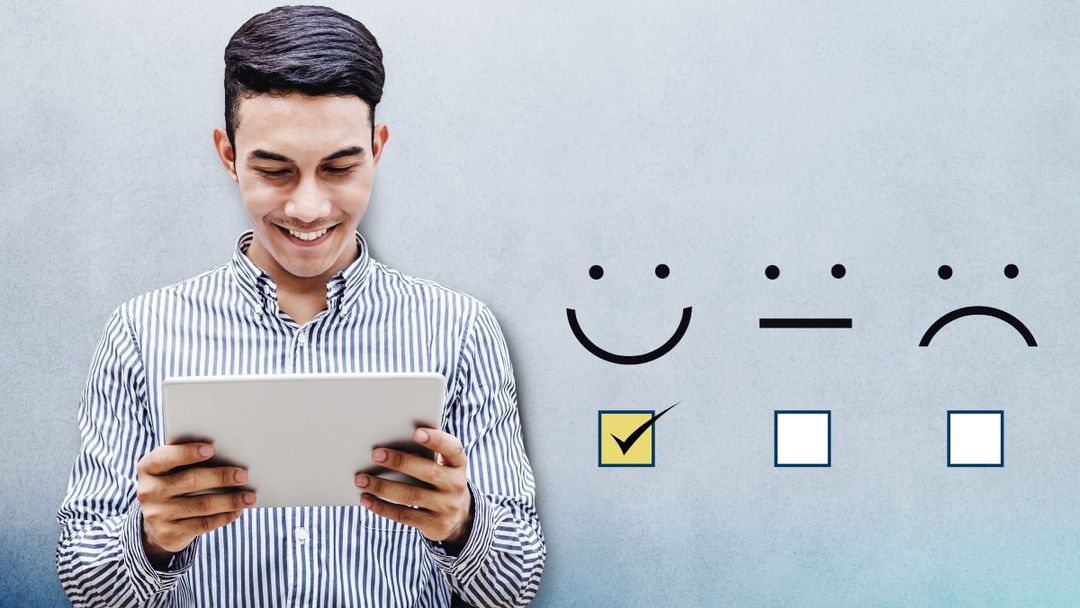 Individual responding positively to a customer engagement survey