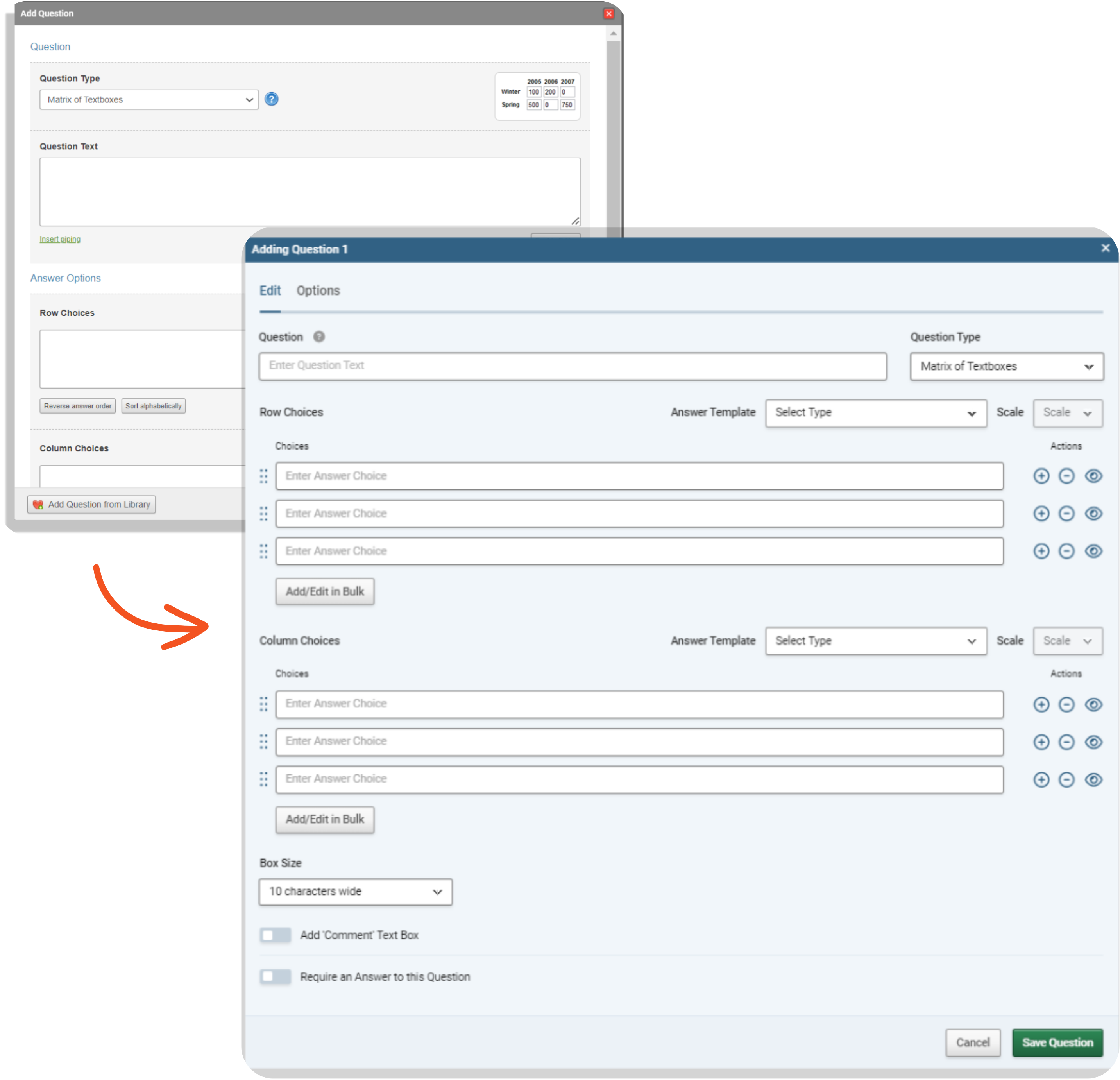 Image showing question editor
