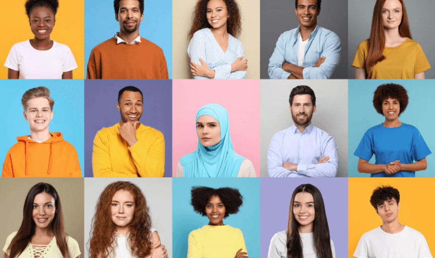 Collage with portraits of a multicutural group of citizens, to illustrate the purpose of You Said We Did feedback