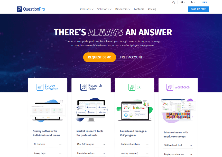 QuestionPro survey tool screenshot 28/10/2024