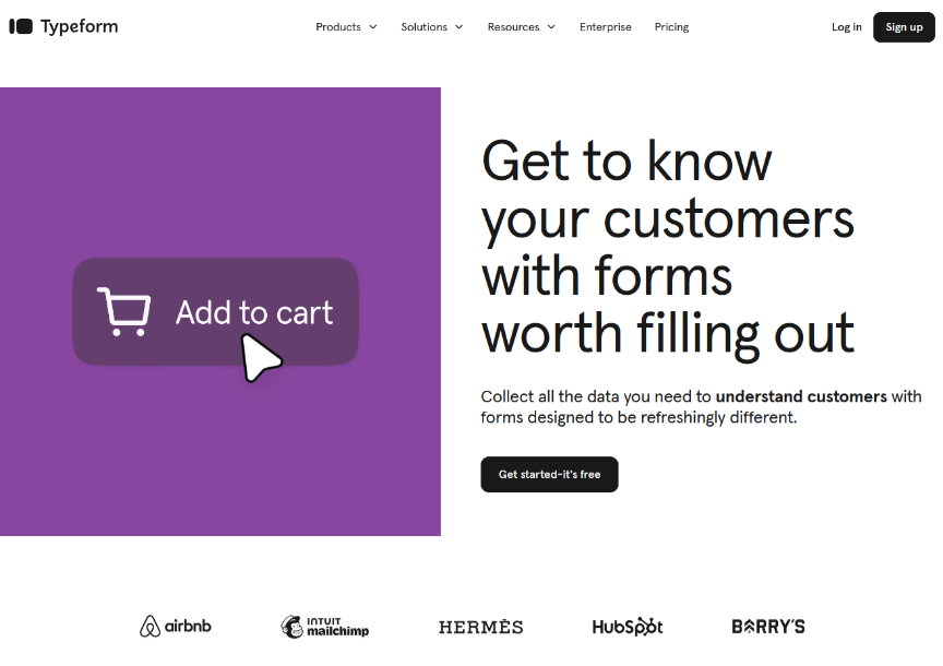 Typeform survey tool screenshot 28/10/2024